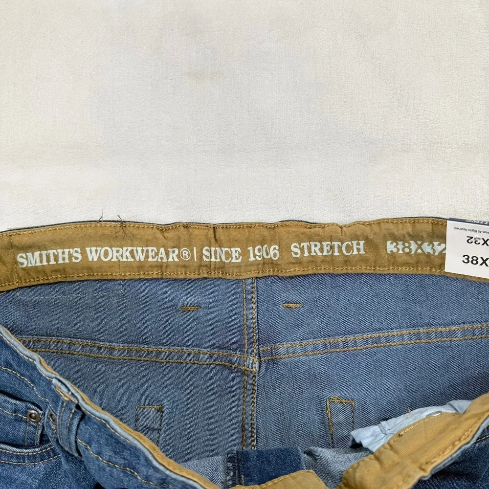 Smiths Workwear Mens Relaxed Fit Stretch Work Jeans Light Vintage Wash 38x32